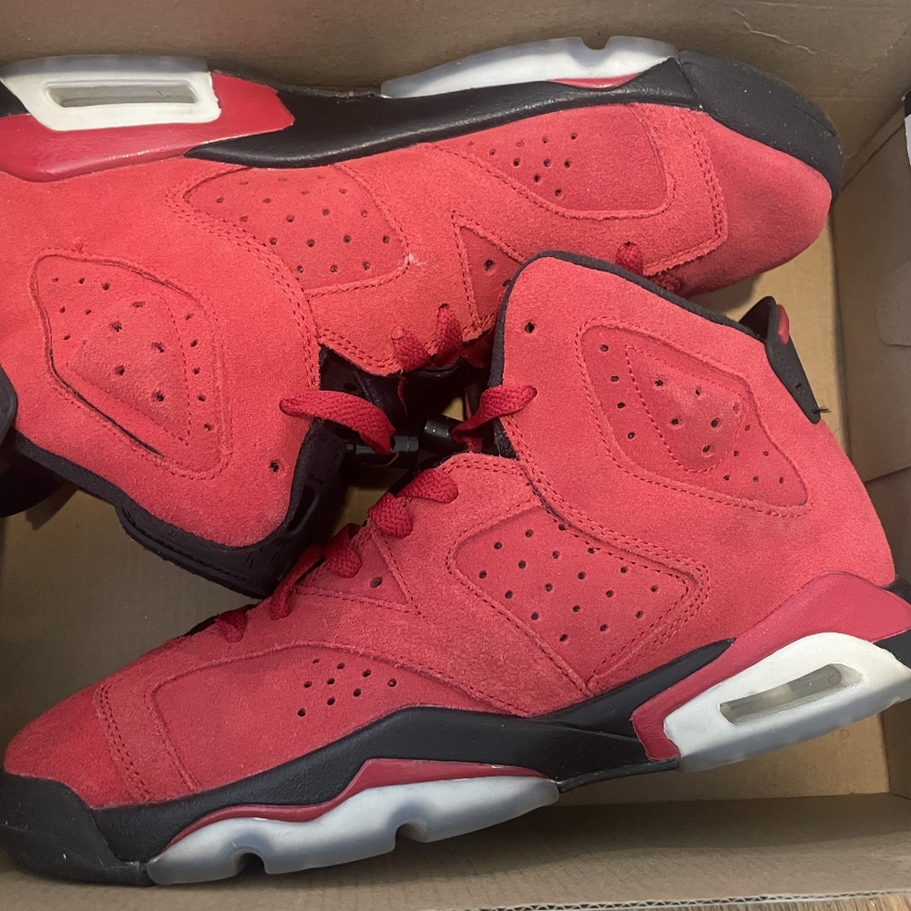 Jordan Kids Red and Black Suede Sneakers